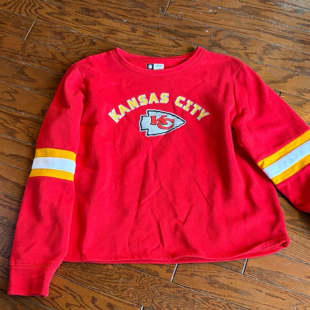 NWOT NFL Kansas City Red Sweatshirt with Yellow & White Stripes